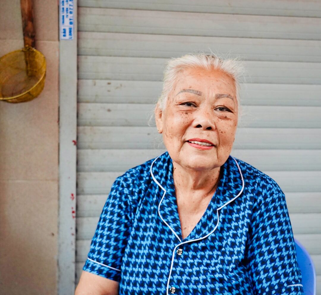 Elderly woman portrait in village